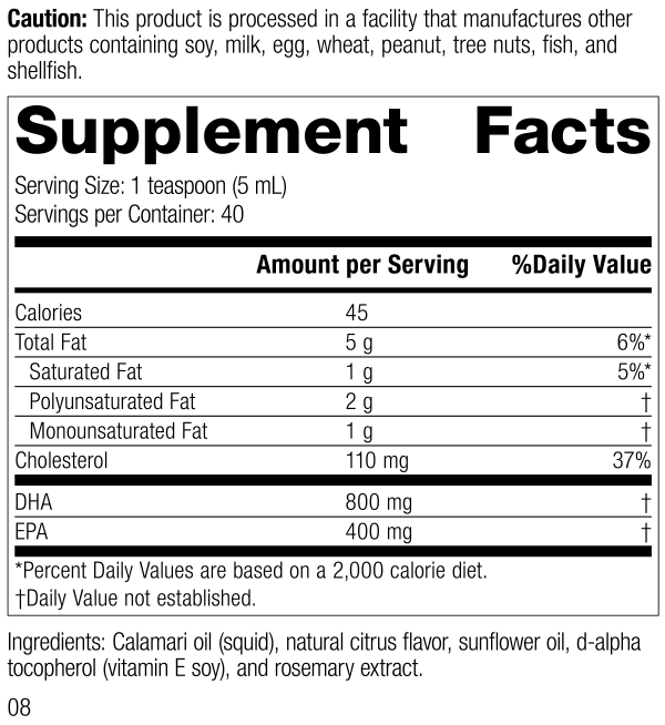 Calamari Omega-3 Liquid, 200 mL (6.8 fl oz) Sale